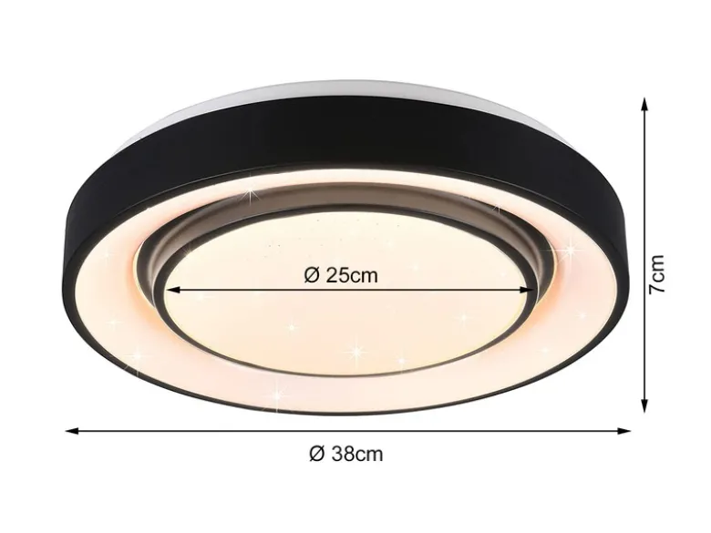 LED Deckenleuchte MONA Schwarz/Weiß dimmbar smarte Lichtsteuerung WIZ, Ø 38cm