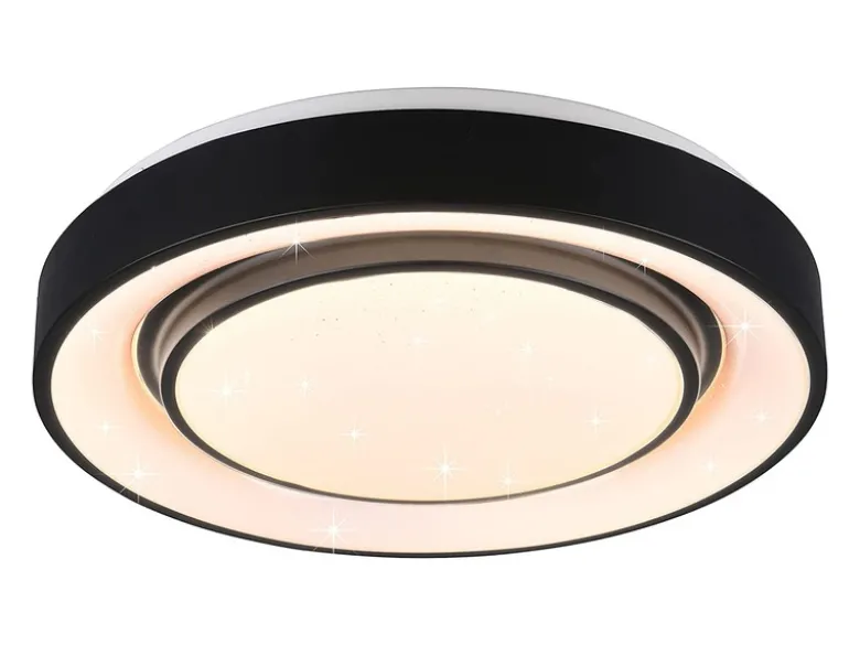 LED Deckenleuchte MONA Schwarz/Weiß dimmbar smarte Lichtsteuerung WIZ, Ø 38cm