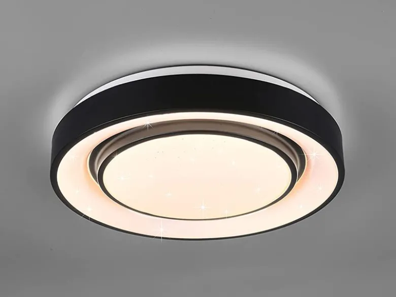 LED Deckenleuchte MONA Schwarz/Weiß dimmbar smarte Lichtsteuerung WIZ, Ø 38cm