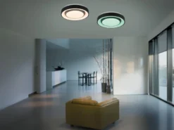 LED Deckenleuchte MONA Schwarz/Weiß dimmbar smarte Lichtsteuerung WIZ, Ø 38cm