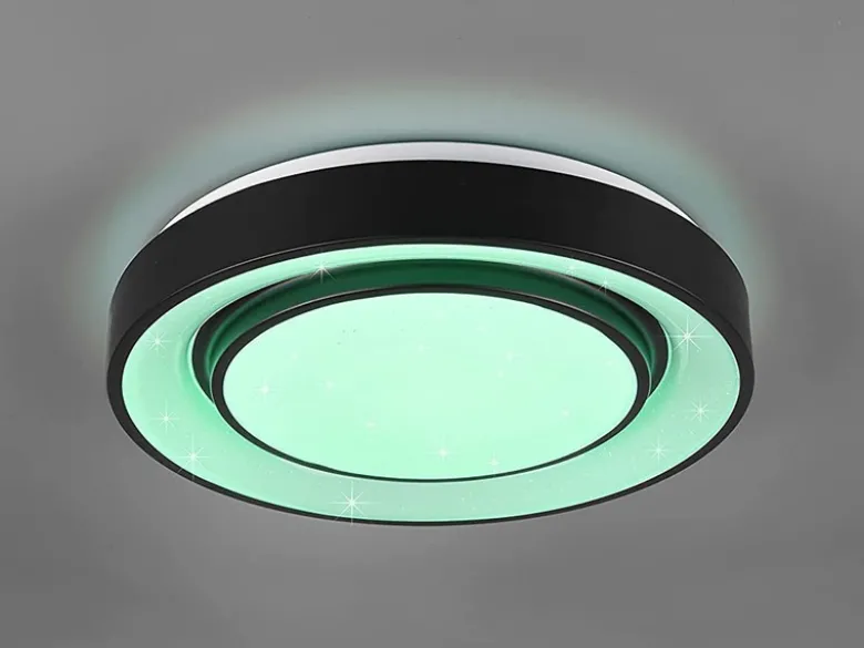 LED Deckenleuchte MONA Schwarz/Weiß dimmbar smarte Lichtsteuerung WIZ, Ø 38cm