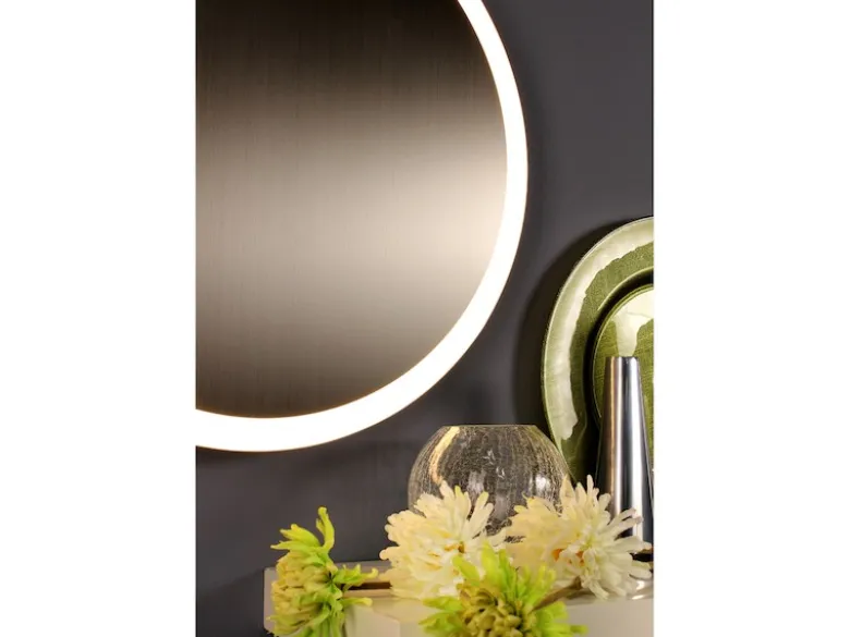 LED Deckenleuchte MOON für Wand & Decke, Design Spiegeloptik Silber Ø50cm