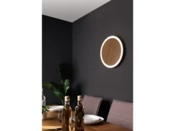 LED Deckenleuchte MOON für Wand & Decke Holzoptik 3 Stufen dimmbar, Ø 40cm