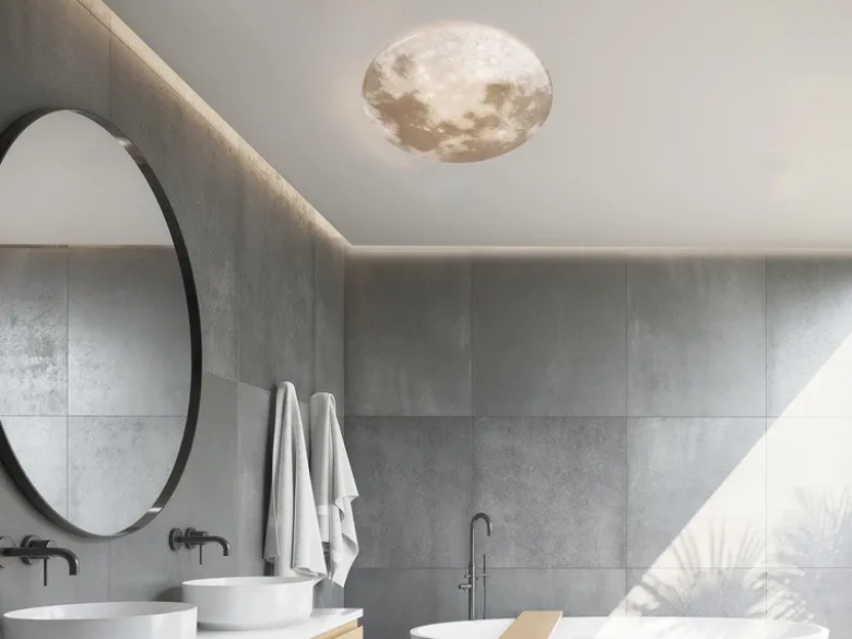 LED Deckenleuchte MOONIKA Mondcover in Weiß IP44 Badlampe, Ø 37cm