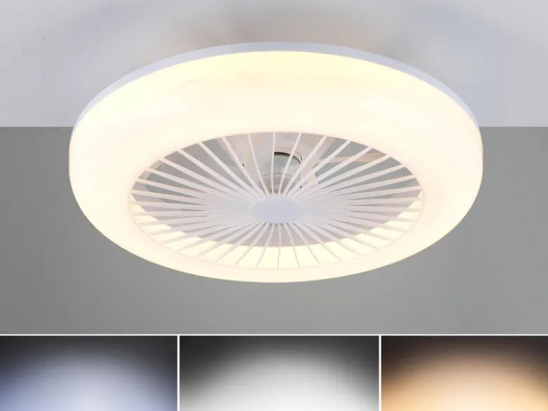 LED Deckenleuchte MORA mit Ventilator & Fernbedienung in Weiß, Ø 45cm