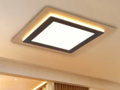LED Deckenleuchte MORGAN mit Fernbedienung hell & dimmbar, Schwarz Gold 45cm