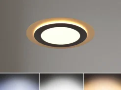 LED Deckenleuchte MORGAN mit Fernbedienung hell & dimmbar, Schwarz Gold Ø 45cm