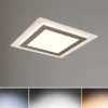 LED Deckenleuchte MORGAN mit Fernbedienung hell & dimmbar, Silber Quadrat 45cm