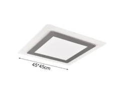 LED Deckenleuchte MORGAN mit Fernbedienung hell & dimmbar, Silber Quadrat 45cm