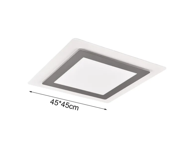 LED Deckenleuchte MORGAN mit Fernbedienung hell & dimmbar, Silber Quadrat 45cm