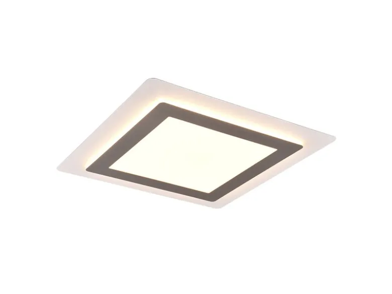 LED Deckenleuchte MORGAN mit Fernbedienung hell & dimmbar, Silber Quadrat 45cm