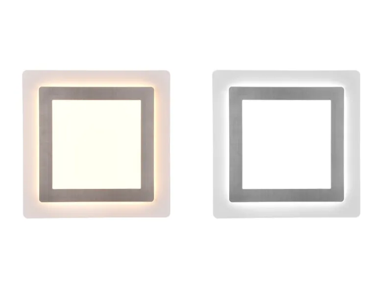 LED Deckenleuchte MORGAN mit Fernbedienung hell & dimmbar, Silber Quadrat 45cm