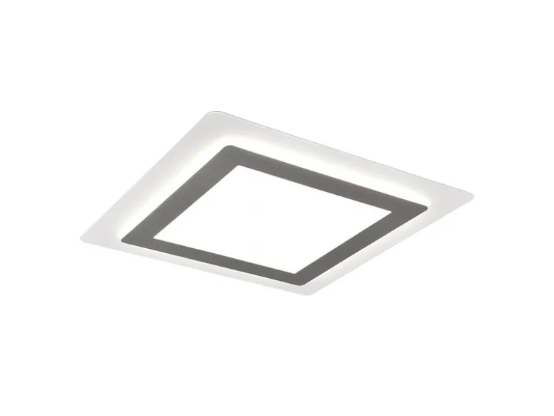 LED Deckenleuchte MORGAN mit Fernbedienung hell & dimmbar, Silber Quadrat 45cm