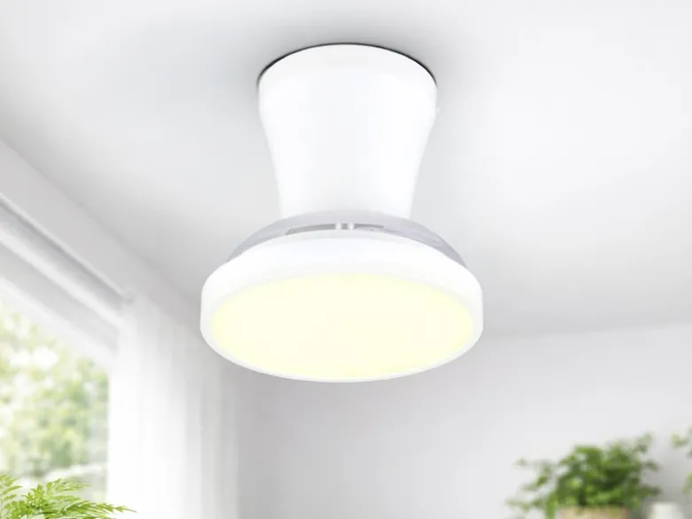 LED Deckenleuchte MOSS mit Ventilator und Fernbedienung Ø 22cm - max. 41cm