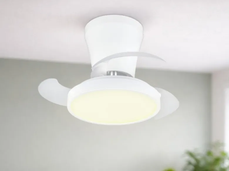 LED Deckenleuchte MOSS mit Ventilator und Fernbedienung Ø 22cm - max. 41cm