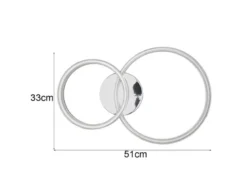 LED Deckenleuchte MOVA 2 Ringe Chrom Silber, Neutralweiß 4000K, Breite 51cm