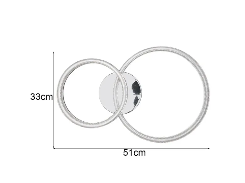 LED Deckenleuchte MOVA 2 Ringe Chrom Silber, Neutralweiß 4000K, Breite 51cm