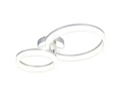 LED Deckenleuchte MOVA 2 Ringe Chrom Silber, Neutralweiß 4000K, Breite 51cm