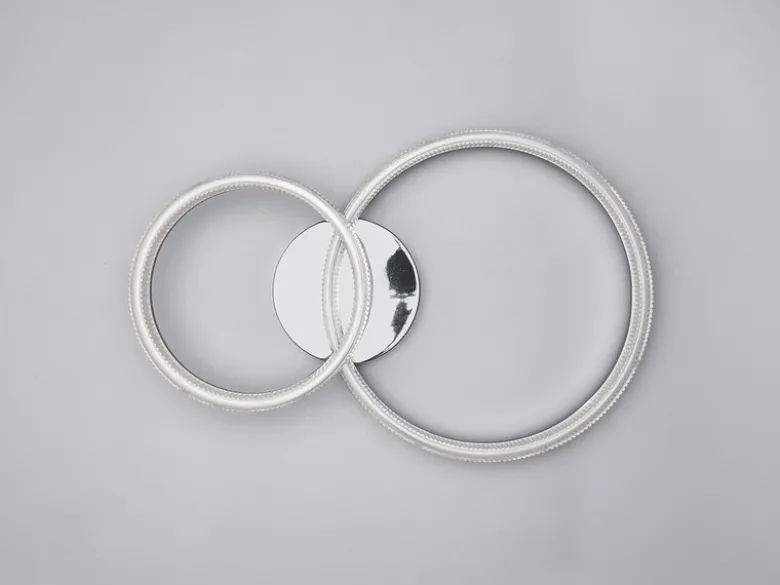 LED Deckenleuchte MOVA 2 Ringe Chrom Silber, Neutralweiß 4000K, Breite 51cm