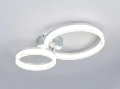 LED Deckenleuchte MOVA 2 Ringe Chrom Silber, Neutralweiß 4000K, Breite 51cm