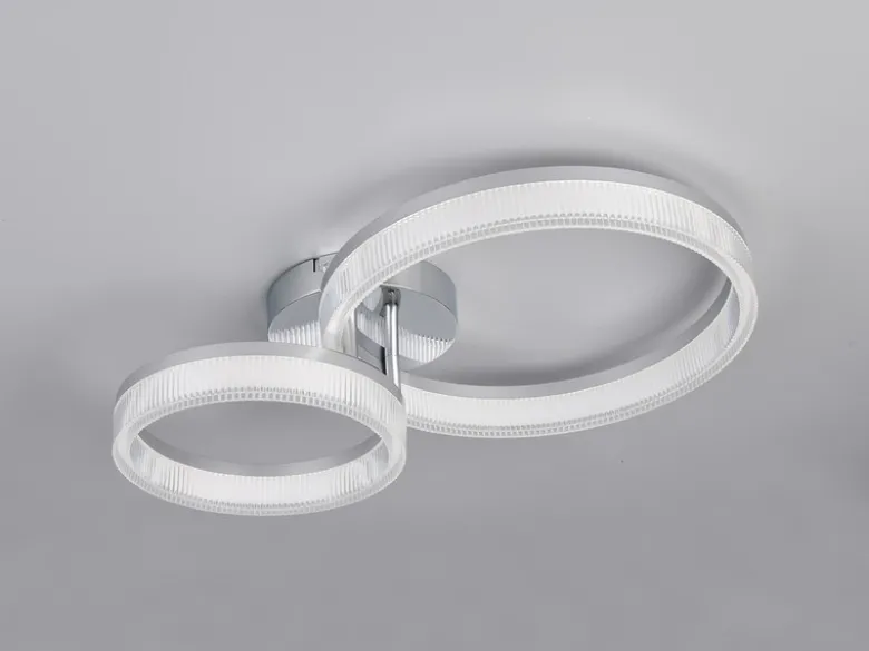 LED Deckenleuchte MOVA 2 Ringe Chrom Silber, Neutralweiß 4000K, Breite 51cm