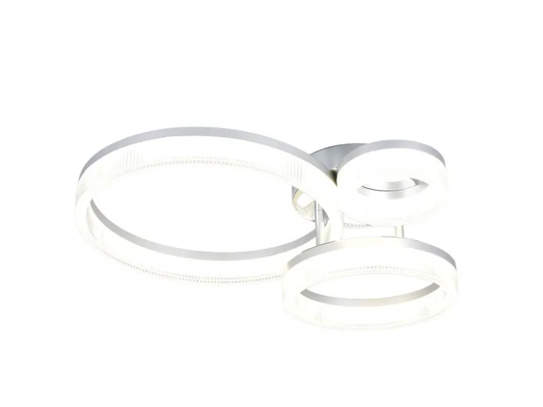 LED Deckenleuchte MOVA 3 Ringe Chrom Silber, Neutralweiß 4000K, Breite 51cm