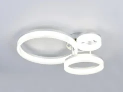 LED Deckenleuchte MOVA 3 Ringe Chrom Silber, Neutralweiß 4000K, Breite 51cm