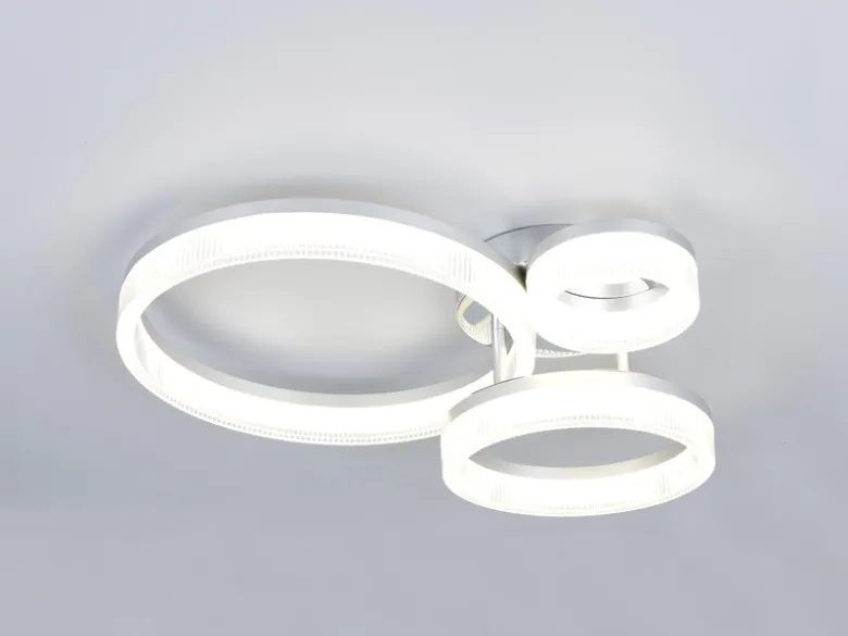 LED Deckenleuchte MOVA 3 Ringe Chrom Silber, Neutralweiß 4000K, Breite 51cm