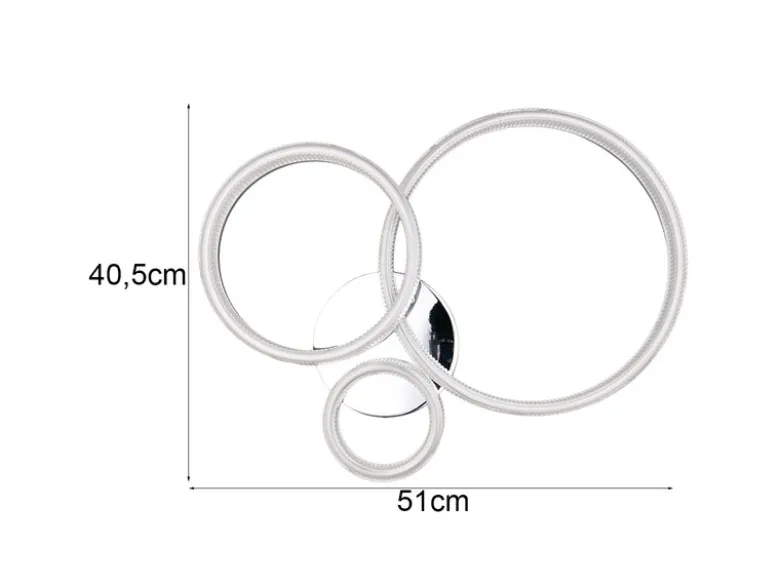 LED Deckenleuchte MOVA 3 Ringe Chrom Silber, Neutralweiß 4000K, Breite 51cm
