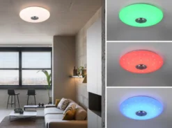 LED Deckenleuchte MUSICA mit Lautsprecher Farbwechsel & Fernbedienung, Ø 58cm