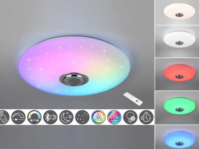 LED Deckenleuchte MUSICA mit Lautsprecher Farbwechsel & Fernbedienung, Ø 58cm