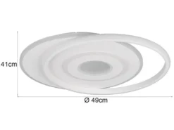 LED Deckenleuchte NAZAR Metall in Weiß, flach, dimmbar über Schalter B 49cm