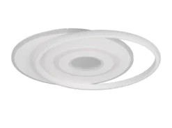LED Deckenleuchte NAZAR Metall in Weiß, flach, dimmbar über Schalter B 49cm
