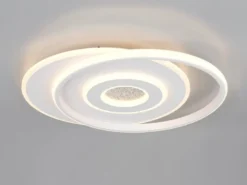 LED Deckenleuchte NAZAR Metall in Weiß, flach, dimmbar über Schalter B 49cm