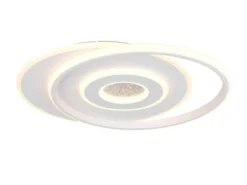 LED Deckenleuchte NAZAR Metall in Weiß, flach, dimmbar über Schalter B 49cm