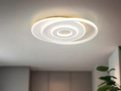 LED Deckenleuchte NAZAR Metall in Weiß, flach, dimmbar über Schalter B 49cm