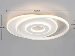 LED Deckenleuchte NAZAR Metall in Weiß, flach, dimmbar über Schalter B 49cm