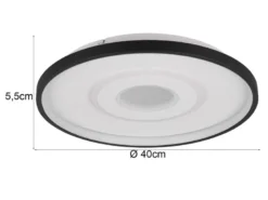 LED Deckenleuchte NAZAR Schwarz Weiß, flach, dimmbar über Schalter Ø 40cm