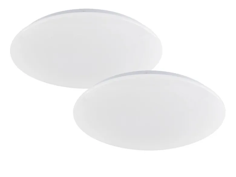 LED Deckenleuchten 2er SET flach, dimmbar über Lichtschalter, Ø 39,5cm