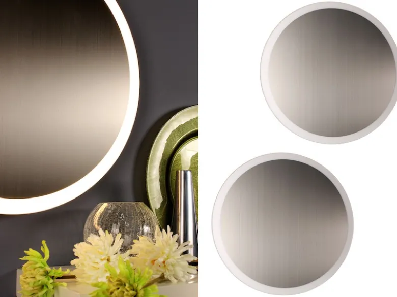 LED Deckenleuchten - 2er SET für Wand & Decke, Spiegel Design in Silber, Ø 50cm
