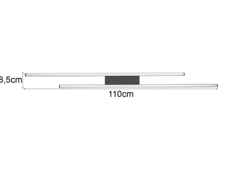 LED Deckenleuchte ODIO flach in Schwarz, Breite 110cm
