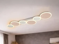 LED Deckenleuchte OVELA Grau Braun mit Fernbedienung & 3 Lichtfarben, B:100cm