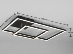 LED Deckenleuchte PADELLA Schwarz dimmbar Warmweiß, Breite 63cm