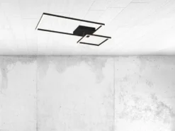 LED Deckenleuchte PADELLA Schwarz dimmbar Neutralweiß, Breite 63cm