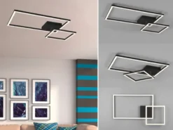 LED Deckenleuchte PADELLA Schwarz dimmbar Neutralweiß, Breite 63cm