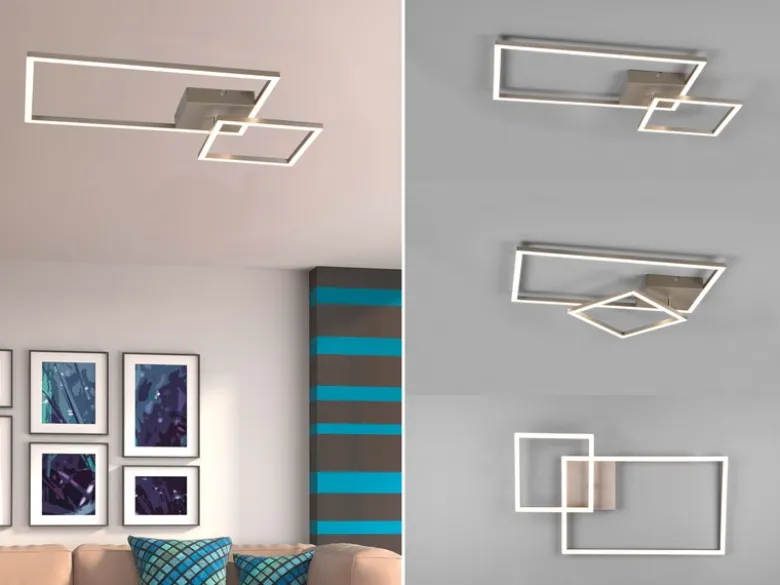 LED Deckenleuchte PADELLA Silber dimmbar Neutralweiß, Breite 63cm