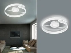 LED Deckenleuchte PARMA Metall Weiß matt 3 Stufen Dimmer Ring, Ø 50cm