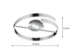 LED Deckenleuchte PARMA Metall Chrom/Weiß 3 Stufen Dimmer Ring, Ø 50cm