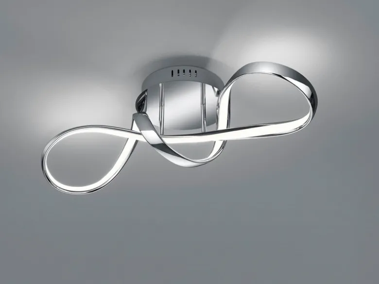 LED Deckenleuchte PERUGIA Metall Chrom/Weiß 3 Stufen Dimmer, Breite 60cm