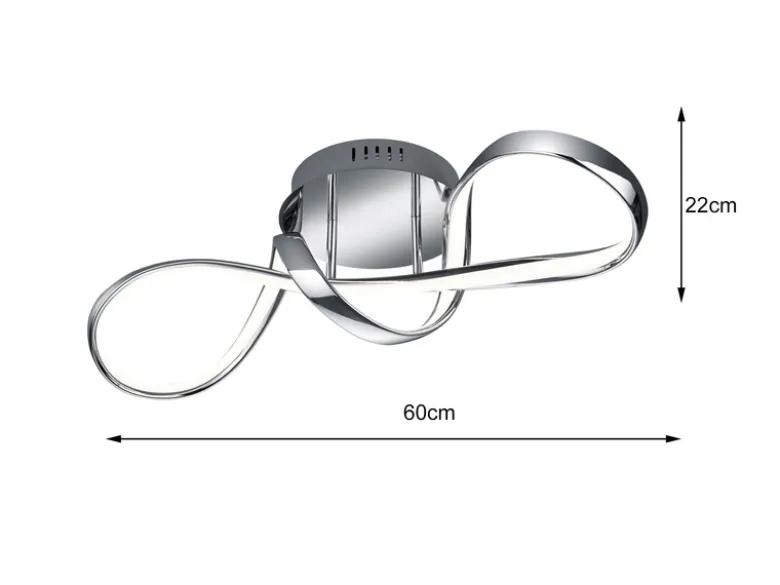 LED Deckenleuchte PERUGIA Metall Chrom/Weiß 3 Stufen Dimmer, Breite 60cm
